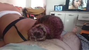 delights my male keeps imagining another guy fucking me in the ass while I suck watching porn🍆🍑🥹