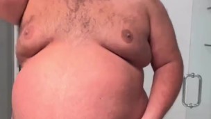 Chubby bear in swimsuit