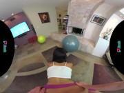 Beautiful ebony babe has her pussy penetrated by her personal trainer in VR 15/16