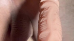Boy fucking his 10inch dildo gaping his tight ass