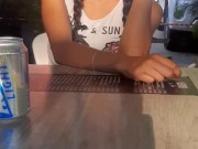 My boyfriend has control of my Lovense vibrator and records me while we are in a public restaurant 10/16