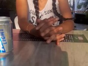 My boyfriend has control of my Lovense vibrator and records me while we are in a public restaurant 11/16