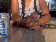 My boyfriend has control of my Lovense vibrator and records me while we are in a public restaurant 12/16