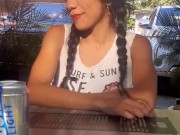 My boyfriend has control of my Lovense vibrator and records me while we are in a public restaurant 2/16