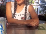 My boyfriend has control of my Lovense vibrator and records me while we are in a public restaurant 4/16