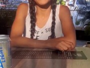 My boyfriend has control of my Lovense vibrator and records me while we are in a public restaurant 5/16