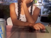 My boyfriend has control of my Lovense vibrator and records me while we are in a public restaurant 6/16