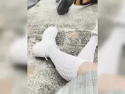 Haciendo Travesuras con mis DOS Compañeras en un patio del Colegio #2 12/16