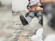 Haciendo Travesuras con mis DOS Compañeras en un patio del Colegio #2 13/16