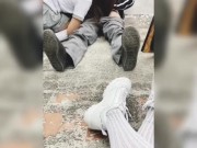 Haciendo Travesuras con mis DOS Compañeras en un patio del Colegio #2 14/16