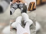 Haciendo Travesuras con mis DOS Compañeras en un patio del Colegio #2 5/16