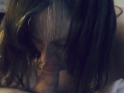 Busty Brunette MILF gives a sensual blowjob 8/16