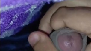 Handjob in the bed with cumshot