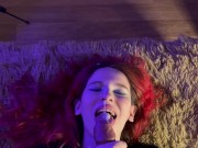 A lustful bitch with fiery red hair loves when her pretty face is flooded with sperm! 16/16