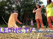 Sexy Shaved Pussy Hot Party Girls having fun Outdoor in Miniskirt Short Sun Dress and Flirty Short Shorts to Tease and Seduce 1/16