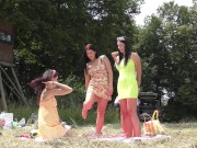 Sexy Shaved Pussy Hot Party Girls having fun Outdoor in Miniskirt Short Sun Dress and Flirty Short Shorts to Tease and Seduce 3/16