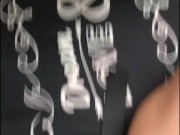 POV. I fuck my stepsister doggy style with a dildo