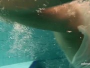 Astonishing beautiful euro babe big tits and brunette hair underwater 1/16