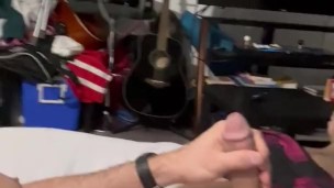 Tall gut uncut jerking cumshot big white cock
