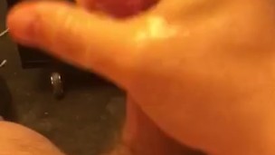 Big dick masturbation with oil and cum