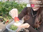 素人女子大生といちご狩りデート♡白濁液を全身にぶっかけられて大興奮　フェラ　日本人　カップル　セックス　主観　おっぱい　巨乳　スタイル抜群　美女　ハメ撮り　個人撮影　手コキ　クンニ　まろちゃんねる - Screenshot 6 of 16 - Big Tits