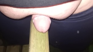 Chubby humping and cum outdoor by night
