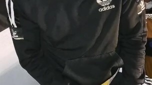 scallyboy in Adidas wanks and cum in his spermy Jockstrap