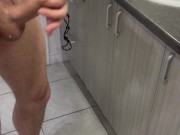 Tall boy jerking his big cock thick bathroom cumshot 12/16