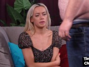 SPH CFNM babe jerking two small cocks 3/16