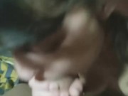 Skinny brunette fucks gives blowjob and swallows cum 2/16