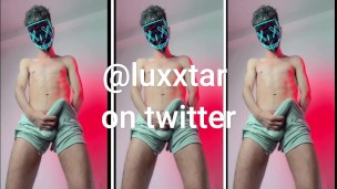 MASKED TWINK BOY WITH NICE BULGE AND A BIG DICK SHOWING OFF