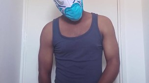 Masked guy cums for you