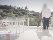 I fuck a stranger on hotel´s terrace while my cuckold husband watches! Outdoor sex for voyeurs 7/16