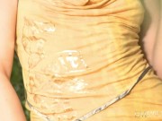 Small Boobed Blonde Beauty Ash Hollywood Bangs Her Tight Pussy Outdoors! 3/16