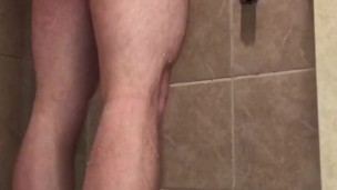 Solo Male Shower Masturbation Pissing and Cumming