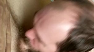Handsome bearded hung daddy cub sucks and plays with big country bubba's fat cock