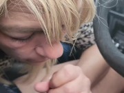 Cute blonde sucking and licking my dick head until i cream her mouth while driving 6/16