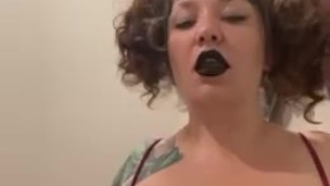 Oiled-up BBW teasing big tits