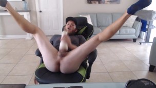 Pumping that fleshlight and cumming on my hot naked body with my BWC