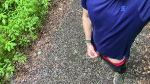 Horny guy cums in the rain