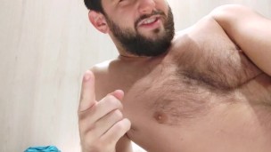 Loving boyfriend intimate moment POV - hairy chest handsome smile