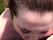 Quick sneaky blowjob at the park with cum in throat 💦💦
