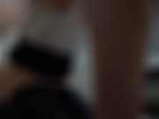 がに股でしゃがみこんで男のちんこを卑猥な音を立ててしゃぶり上げるスーツOL