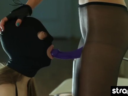 Thrilling lesbian domination games with a big strapless cock