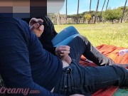 French Teacher Handjob Amateur on public park to student with Cumshot - MissCreamy 6/16