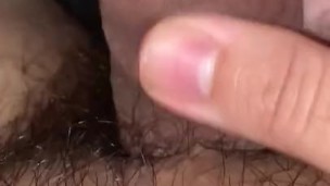 Small uncut cock cums twice