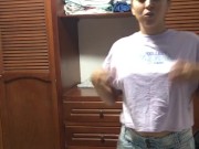 The babysitter records herself changing her clothes, she has a perfect body.