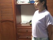 The babysitter records herself changing her clothes, she has a perfect body. 16/16