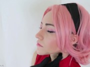 Sakura Haruno Ahegao Blowjob V.2 (NARUTO COSPLAY) 1/16