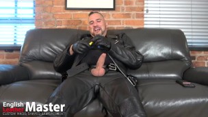 Leather guy compares his cock with small dick fag and measures differences SPH PREVIEW